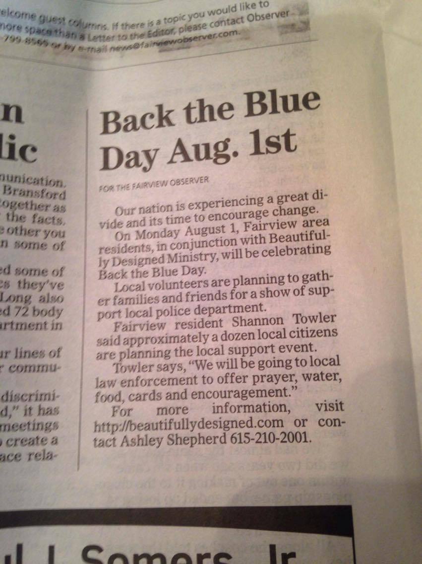 Back the Blue Day August 1